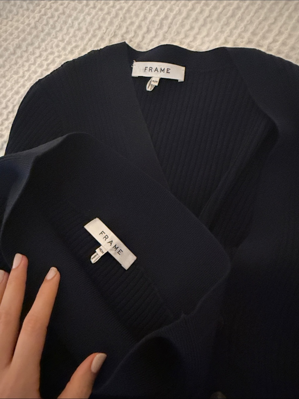 Frame Denim Navy Ribbed Button-Front Set - Picture 5 of 6